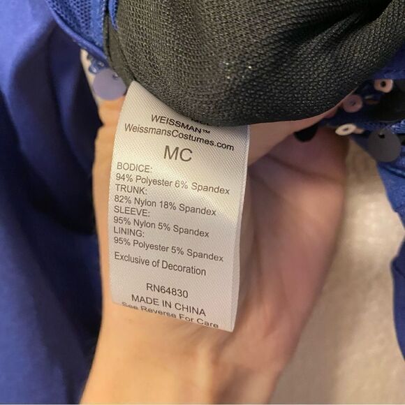 WEISSMAN Dance Costume navy blue sequin long sleeve High Hopes 11964 child MC - Picture 5 of 10